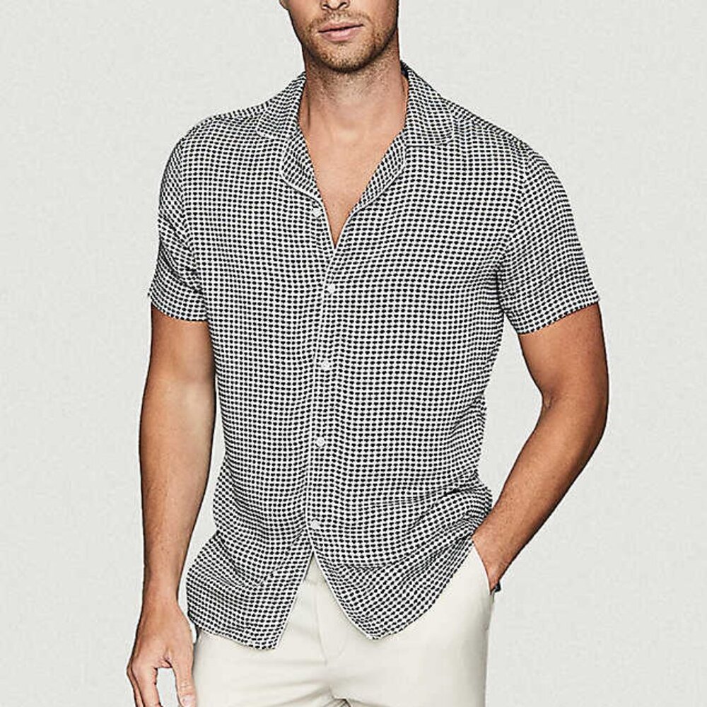 Men's Black and White Checkered Shirt